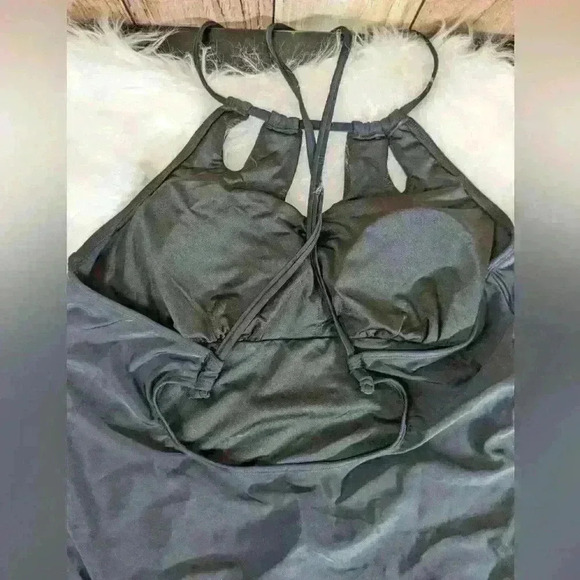 NWT‎ cupshe live life strappy one piece black bathing suit size L - Picture 3 of 6